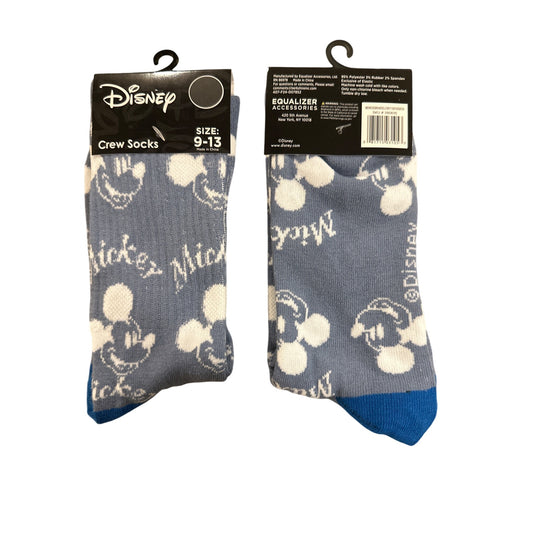 Disney MICKEY Men's Size 9-13 Crew Socks Blue White Grey Patterned Comfortable