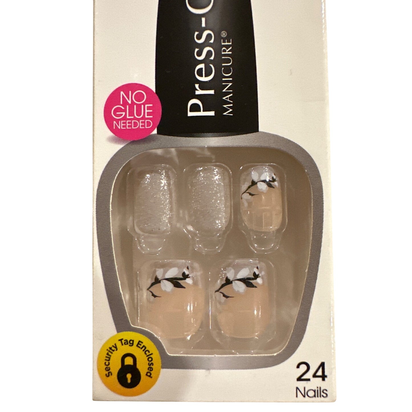 Kiss Press-On 24 Nails LOVE IT Short Oval French White Tips + Flowers + Shimmer