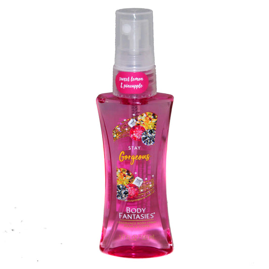 Body Fantasies (1) 1.7 oz Bottle Body Spray - Stay Gorgeous Scent - Sweet Lemon & Pineapple - Travel Size