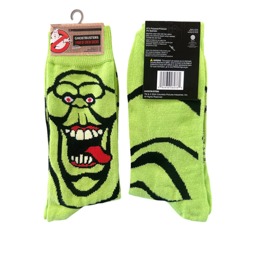 Ghostbusters SLIMER Men's Size 6-13 Crew Socks Green Black Red White Fun Design