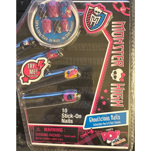Monster High Ghoulicious Nails 10 Stick-On Nail Charms By Pop Girl Skulls & Art