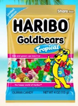 1 x 4 oz Bag Limited Edition Tropical Goldbears Colorful Gummy Candy Kiwi, Passion Fruit, Pineapple, and Paradise Punch