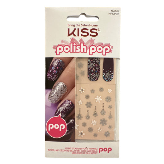 Kiss Polish Pop Nail Art Stickers Purple+Silver Glitter Snowflakes Christmas