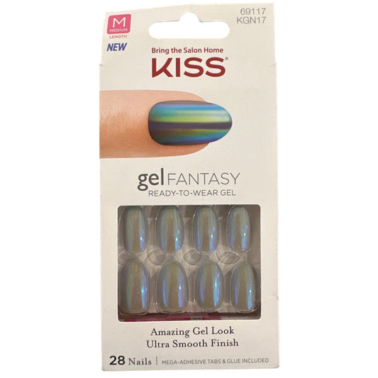 Kiss GEL FANTASY 28 Nail Medium Almond Glossy + Irridescent Multi-color Gel Look