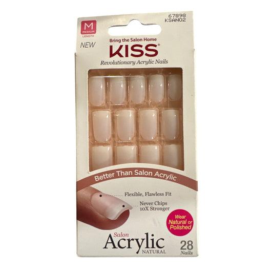 Kiss ACRYLIC 28 Nails Medium Square Shiny Pearly White Acrylic Flexible No Chip