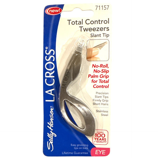 71157 Sally Hansen La Cross Total Control Tweezers Slant Tip +No-Slip Grip Steel