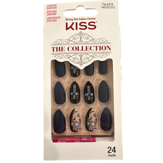 Kiss THE COLLECTION 24 Nails Medium Stiletto Matte + Glossy Crosses Black + Nude