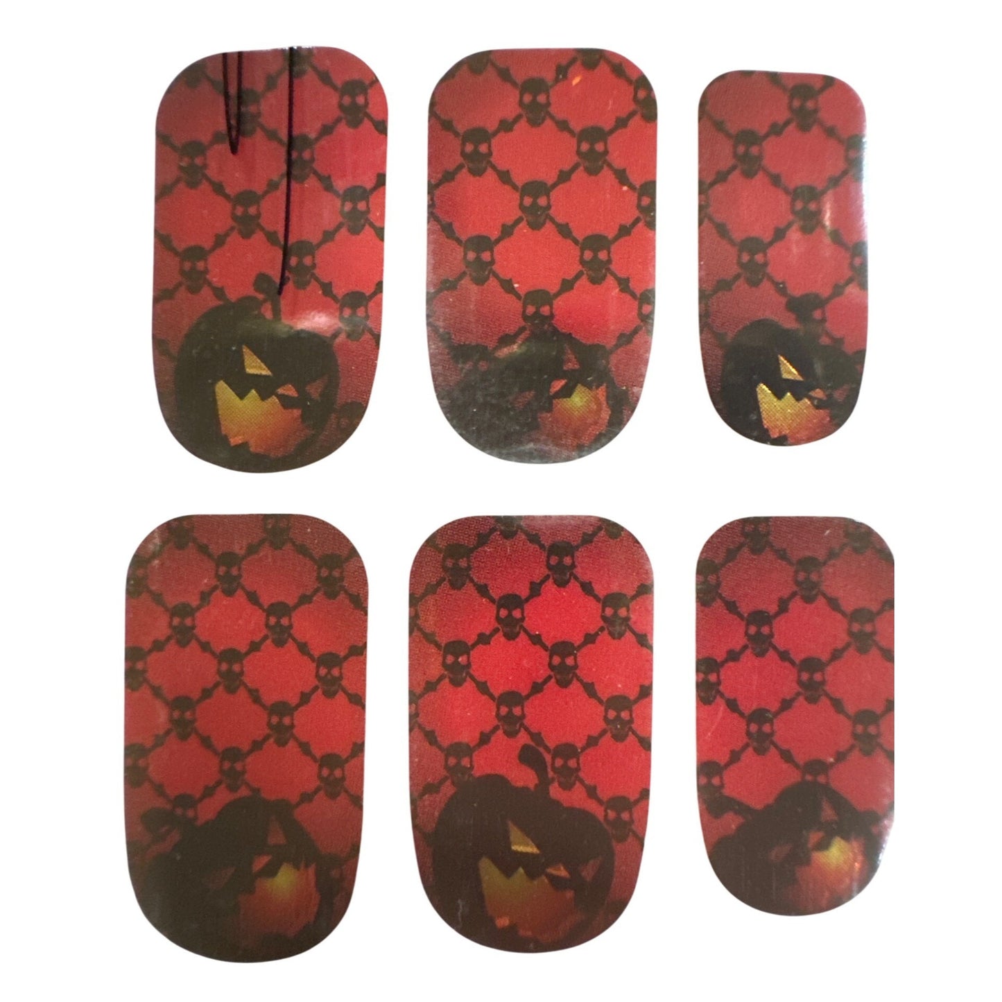 Kiss Nail Dress TIPS & TOES 28 Strips/Nails Red Skull & Pumpkin Halloween Design