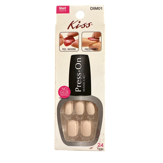 Kiss Press-On 24 Nails STICKY SWEET Short Length Square Shape Matte + Nude Color
