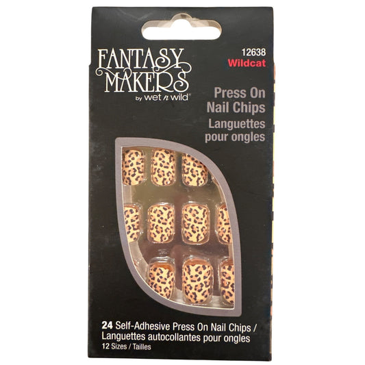 Wet N Wild Fantasy Makers 24 Nails WILDCAT Short Square Glossy Halloween Leopard
