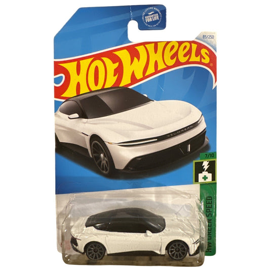 85/250 Hot Wheels Die-Cast Car White Delorean Alpha5 7/10 HW Green Speed