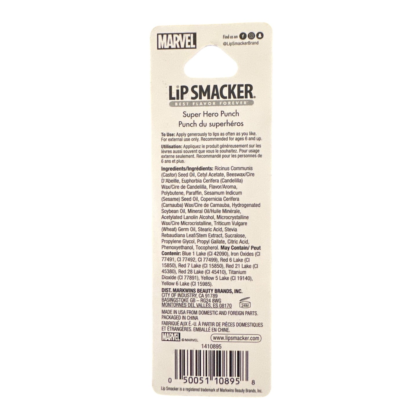 Lip Smacker MARVEL SPIDER-MAN Spider-Cherry Flavored Collectible Lip Balm Red