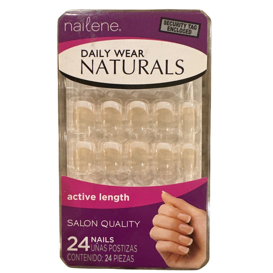 NAILENE 24 Nails DAILY WEAR NATURALS Short Squoval French Clear Active Length