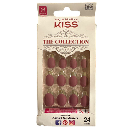 Kiss THE COLLECTION 24 Nails Medium Oval Matte + Chrome French Tips Mauve + Gold