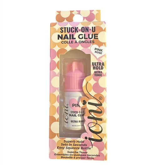 1 x 0.10 oz Ioni Stuck-On-U Nail Glue Pink Rose Ultra Hold Easy Squeeze Bottle