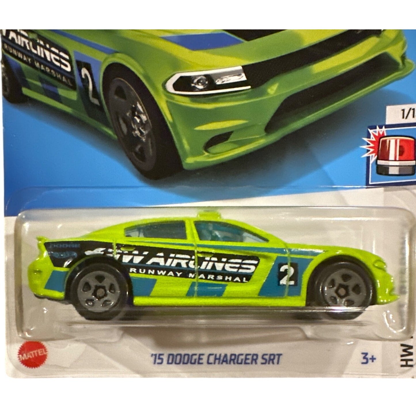 7/250 Hot Wheels Car Lime Green '15 Dodge Charger SRT 1/10 HW First Response