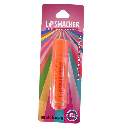 Lip Smacker COOL ORANGE STRAWBERRY Flavored Collectible Lip Balm Orange Pink
