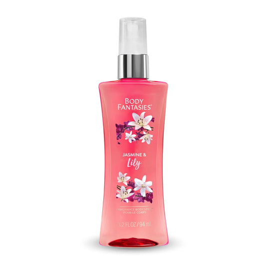Body Fantasies Jasmine & Lily Fragrance Body Spray 3.2 Fl Oz Vegan Paraben-Free