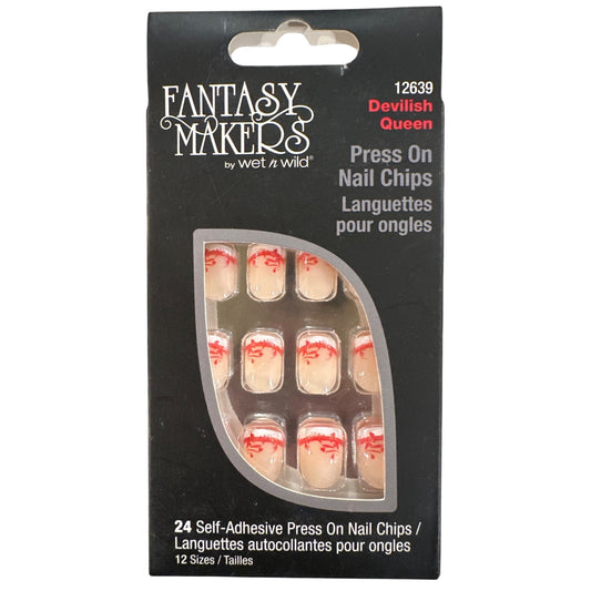 Wet N Wild Fantasy Makers 24 Nails Devilish Queen Short Square French Halloween