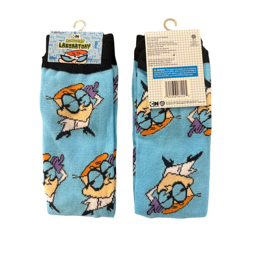 Cartoon Network DEXTER Men's Size 6-13 Crew Socks Blue Orange Purple White Black