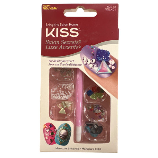 Kiss Salon Secrets Luxe Accents Blue+Green+Red+Gold Stone & Jewels Nail Art Set