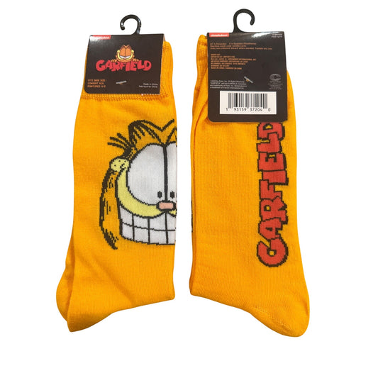 Nickelodeon GARFIELD Men's Size 6-12 Long Socks Yellow Red White Brown w/Logo