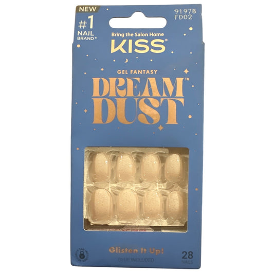 Kiss Gel Fantasy 28 Nails Dream Dust Short Oval Shimmer Nude Lightweight W/ Glue