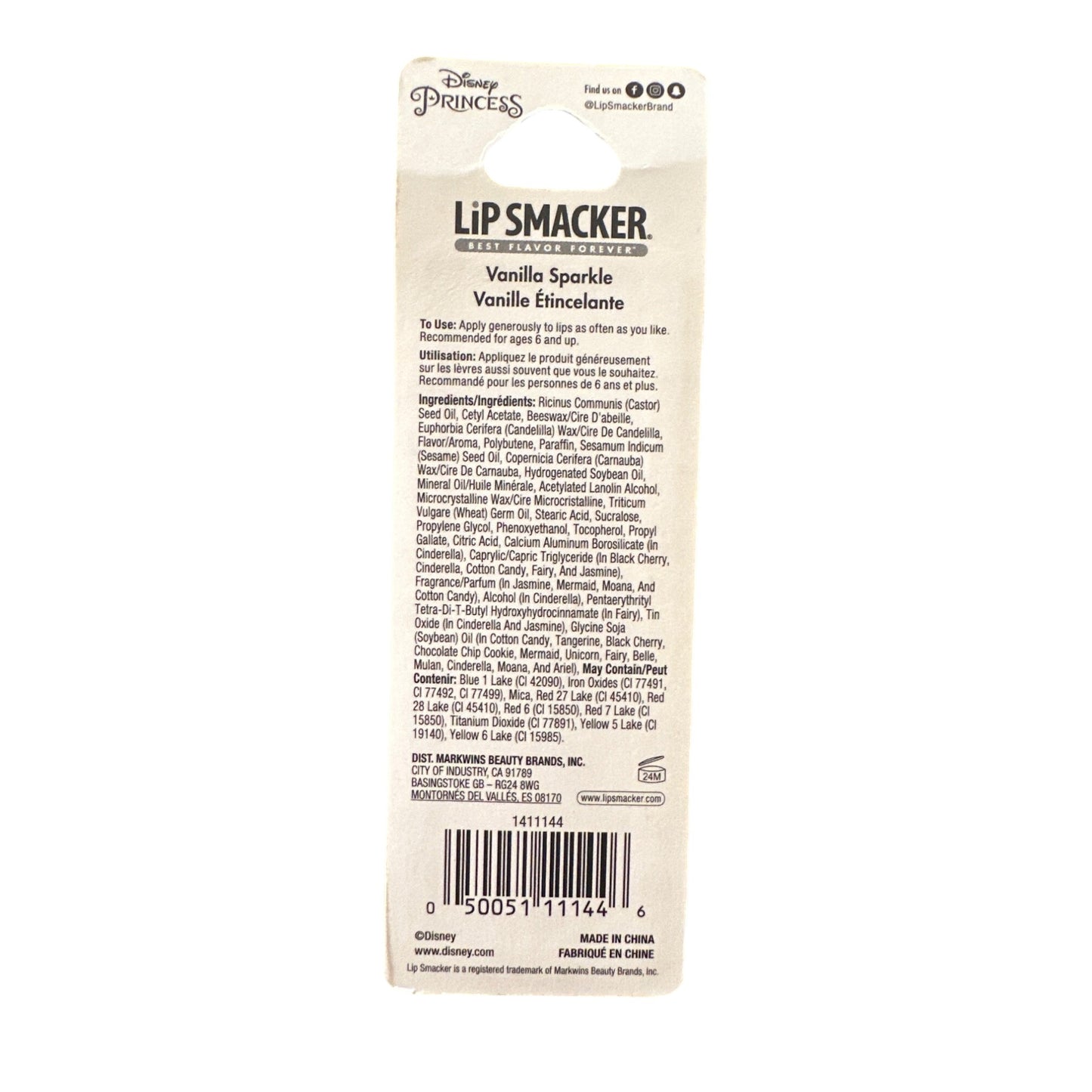 Lip Smacker CINDERELLA Vanilla Sparkle Flavored Collectible Lip Balm Blue Pink